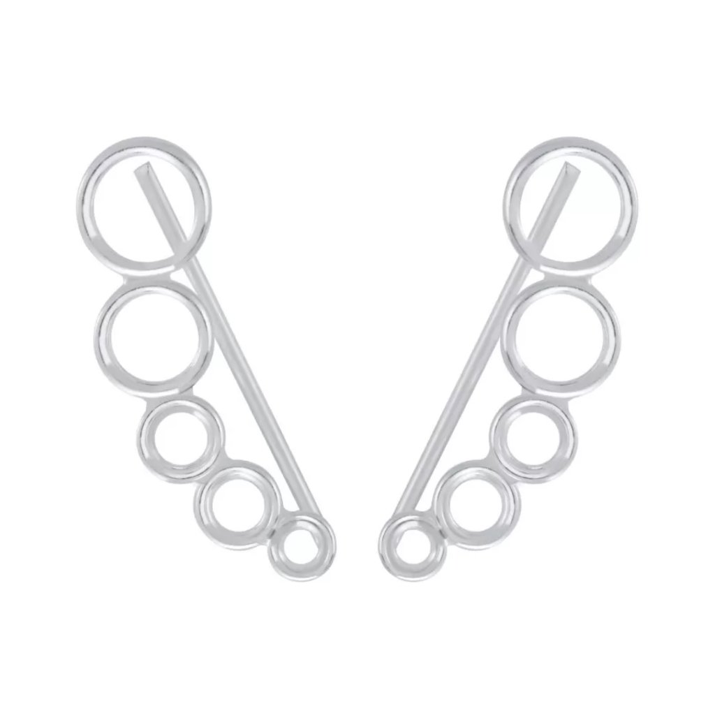 92.5 Sterling Silver Open Circle Ear Climber Earrings Minimalist Jewelry